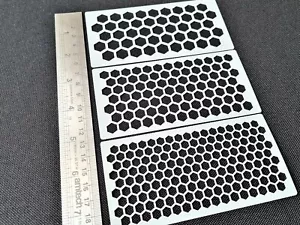 Set di 3 pz stencil modello celle esagonali vernice aerografo viso corpo fibra di carbonio - Foto 1 di 1