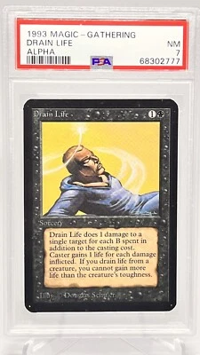 DRAIN LIFE Alpha Graded MTG PSA 7 NM 1993 Vintage Magic The Gathering - Image 1 of 2