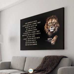 Lion Wall Art Gazelle and Lion African Proverb Motivational Inspirational Poster - Picture 1 of 16