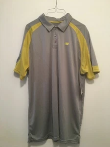 MEN'S NEW BALANCE COCONA SPORT POLO - MFT9191 YL - GREY / YELLOW - *LARGE* - Picture 1 of 9