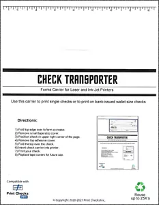 Reusable Laser / Ink Jet Check Carrier Taxi - Print on Regular Bank Checks - Picture 1 of 1