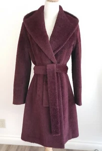 NWOT Trina Turk Suri Alpaca coat belted wrap shawl collar wine burgundy purple S - Picture 1 of 12