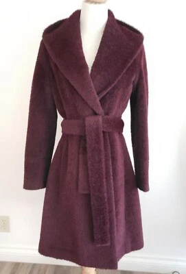 NWOT Trina Turk Suri Alpaca coat belted wrap shawl collar wine burgundy purple S - Image 1 of 4