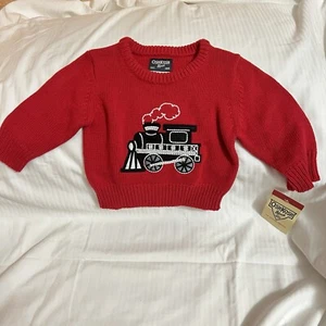 NWT OshKosh B'Gosh Red Train Sweater Boys Size 6M - Picture 1 of 4