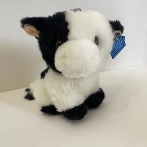 Applause Baby Cow Plush Stuffed Animal Spotted 6” Ear Tag Black N White - Picture 1 of 7