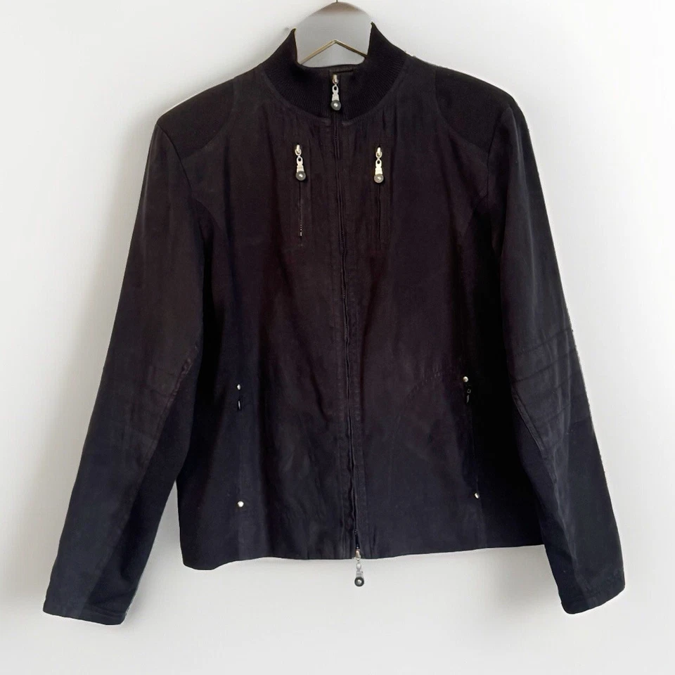 Jamie Sadock Women’s s Silk Blend Jacket Size M Black Golf Casual Quite Luxury - Изображение 1 из 4