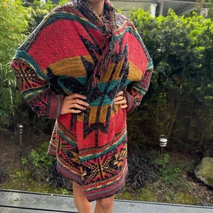 Free People Wild Wild West Cardigan Aztec Print M/L Boho Southwestern Fringe - Picture 1 of 7