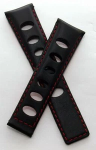 22/18 mm SCHWARZ/BLAU SPORT PERFORIERTES LEDER UHRENARMBAND passend für Tag Heuer MONACO - Bild 1 von 4