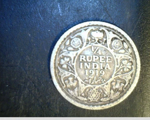 Indien 1919, 1/4 Rupie, mittlere Qualität 0,0861 oz Silber (Ind-12) - Bild 1 von 2