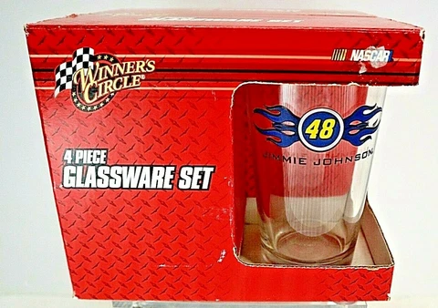 New Nascar Jimmie Johnson Glasses 16 Oz Drinking Glassware Sealed Box Racing #48 Cover