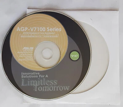 ASUS AGP-V7100 2D/3D Graphics Drivers Installation Disk V147 + DVD V139 Disc - Image 1 of 4