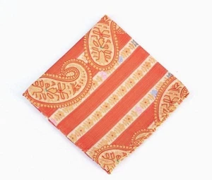 Lord R Colton Masterworks Pocket Square - Sannibel Orange Stripe Silk - New - Picture 1 of 2