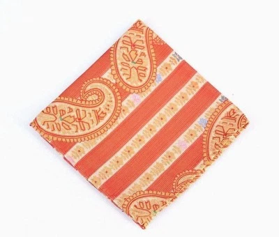 Lord R Colton Masterworks Pocket Square - Sannibel Orange Stripe Silk - New - Image 1 of 2