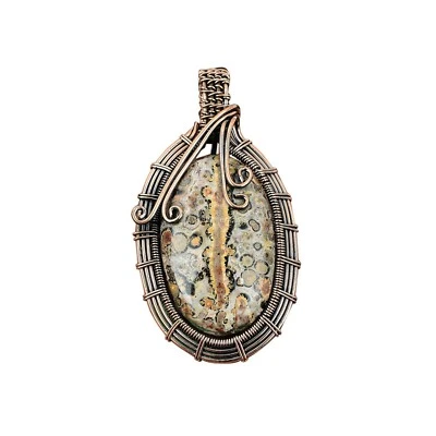 Joyería de piedras preciosas de jaspe de océano regalo de cobre para colgante envuelto en alambre de bestia 2,52" Foto 1 de 4