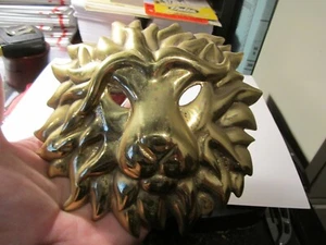 VINTAGE LION'S HEAD BRASS DOOR KNOCKER - SIGNED - HEAVY - 1 LB 12 OZ BBA-23 - Picture 1 of 9