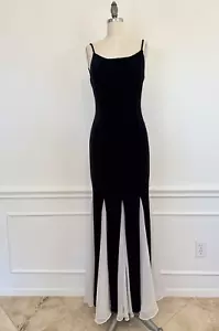 VTG NIGHT WAY Black Velvet Sleeveless Dress Long Maxi Evening Gown Prom Formal 6 - Picture 1 of 13