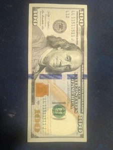 Fancy Serial Number $100 Dollar Bill 2009 3 Pair, Reverse, Rare LL11511511J - Picture 1 of 3