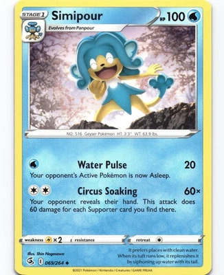 Simipour Uncommon SWSH08: Fusion Strike 069/264 NM Pokemon - Image 1 of 2