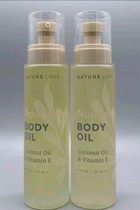 2-PACK Nature Love Nourishing Luxury Body Oil w Coconut & Vitamin E - LARGE 6 OZ - Picture 1 of 1