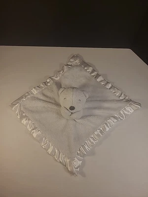 Manta de seguridad suave Carters blanca oso polar bebé Lovey felpa borde satinado Foto 1 de 4