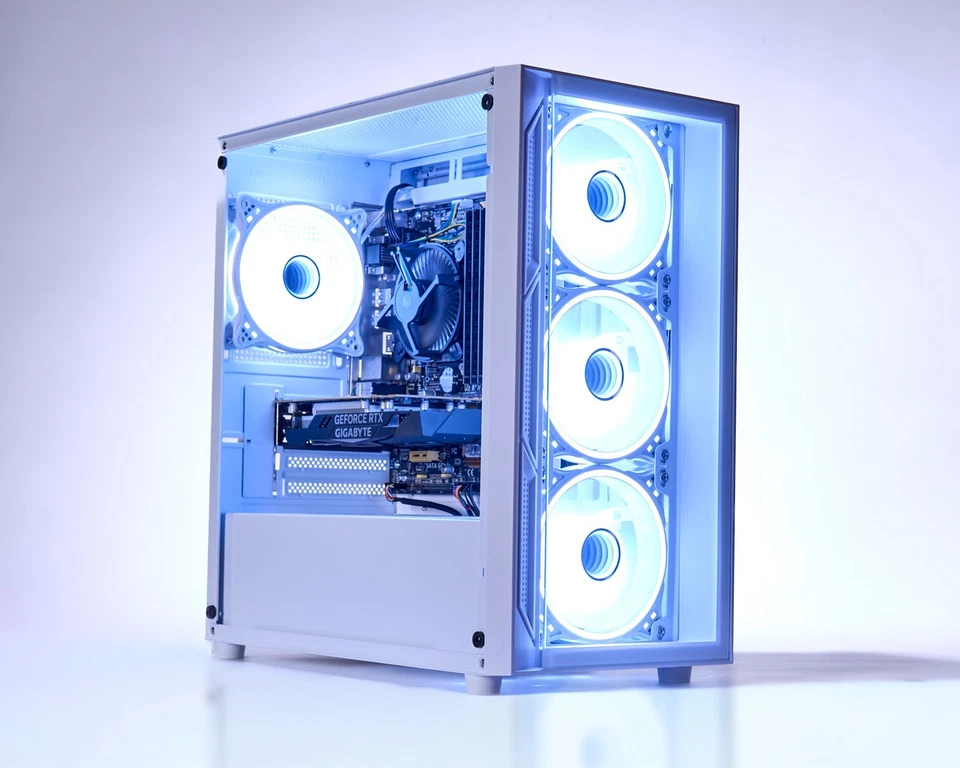 Gaming PC Intel i7 NVIDIA RTX 3050 32GB RAM 1TB SSD Windows 11 WiFi White - Image 1 of 4