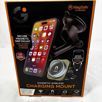 Smartgear Magnetic 15 Watt Wireless 3-1 Car Charging for iPhone & Android - Image 1 of 4