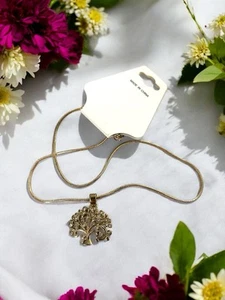 TREE OF LIFE PENDANT Necklace Rhinestone Gold Tone Celtic Culture Symbolism New - Picture 1 of 15
