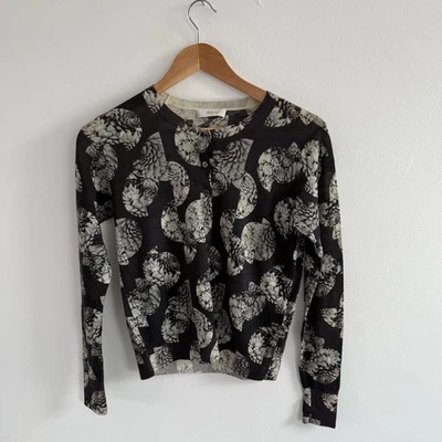 Paul Smith Cardigan Womens Small Floral Flower Button Up Black Knit Wool - Image 1 of 4