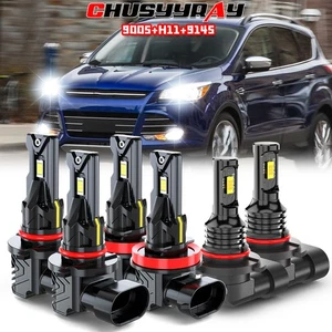 White For Ford Escape 2013-2016 LED Headlight Hi/Low + Fog Light Bulbs Combo Kit - Picture 1 of 17