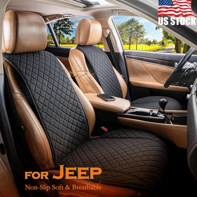 For JEEP PATRIOT COMPASS Front Car Seat Cover Durable Non-Slip Linen Protector Foto 1 de 4