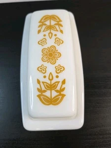 Pyrex Butterdose Butterfly Gold 72-B weiß Milchglas Vintage - Bild 1 von 7