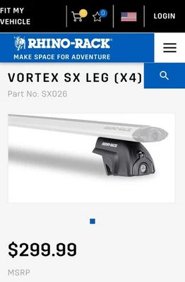 Rhino Rack SX026 Roof Rack Clamp Legs NEW Open Box For BMW and Land Rover - Image 1 of 4