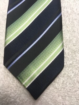 BERGAMO NEW YORK BOYS TIE GREEN WITH NAVY BLUE 2.5 X 50 - Image 1 of 4