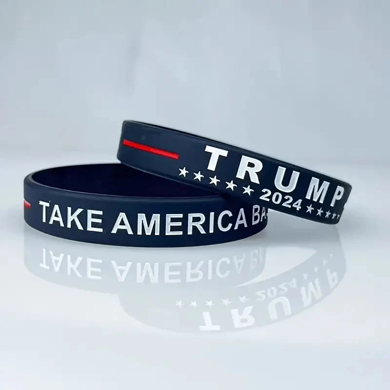 *NUEVO* JUEGO DE 2 PULSERAS PULSERAS DE SILICONA TRUMP 2024 - LLEVAR AMÉRICA DE VUELTA Foto 1 de 3