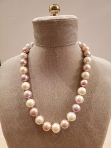 GENISUS PEARLS 11-14MM MULTI-COLOR CULTURED FRESHWATER PEARL 925 STRAND NECKLACE - Picture 1 of 6