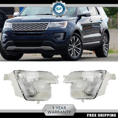 Fit For 2016-2018 Ford Explorer Halogen Fog Lights Driving Lamps Right+Left Side - Image 1 of 4