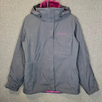 Chaqueta Marmot Para Mujer Pequeña Gris Bordada Forrada Membrana Modelo Invierno Suave  Foto 1 de 4