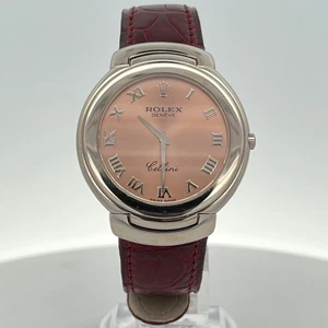 Rolex Cellini Watch 18K White Gold 6623 Quartz Pink Dial With Service Paper - Picture 1 of 9