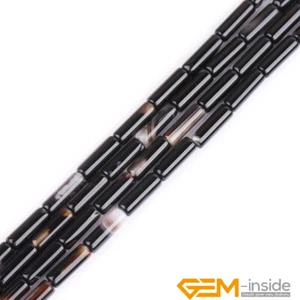 Natural Stripe Agate Onyx Gemstone Tube Loose Beads For Jewelry Making 15" YB - Picture 1 of 36