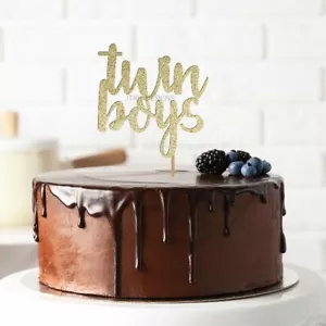 Twin Boys Cake Topper Decoration Party Twins Baby Shower Gender Reveal Baptism - Picture 1 of 2
