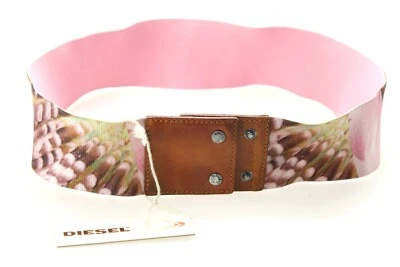 Diesel Bistral Gürtel Damen 80 CM Leder Einzelheiten Stretch Muster Pink - Bild 1 von 4