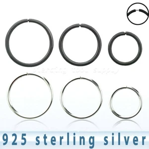 18G .925 Sterling Silver Hinged Seamless Nose Ring Nose Ring Earring Septum - Picture 1 of 3