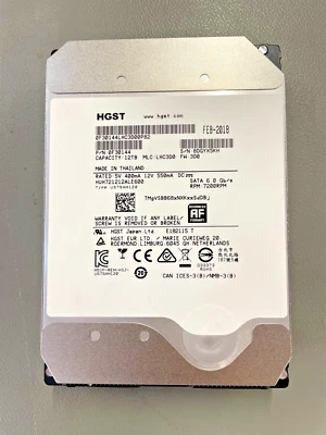 Hitachi Ultrastar 12TB 6G SATA 7.2k 3.5" LFF Hard Drive HDD - HUH721212ALE600 - Image 1 of 3