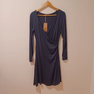 NWT PrAna Black Nadia Dress Long Sleeve Faux Wrap V Neck Casual Athletic S - Image 1 of 4