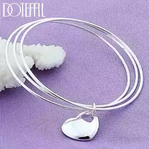 DOTEFFIL 925 Sterlingsilber dreikreise Herzarmreif Armband Damenschmuck - Bild 1 von 6
