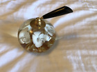 Joe St Clair Pen Holder Paperweight With White Flowers And Bubbles