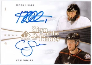 Jonas Hiller Cam Fowler 2011-12 UD SP Authentic Sign Dual Auto Card 11/12 DUCKS - Bild 1 von 2