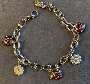 Brighton Charm Bracelet Ladybugs And Flowers - Picture 1 of 7