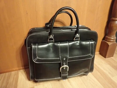 Franklin Covey Maletín de cuero con ruedas Bolso de viaje para computadora portátil Negro Foto 1 de 4
