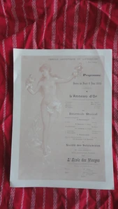 PROGRAMME ANCIEN 1892 CERCLE ARTISTIQUE ET LITTERAIRE EROTISME - Picture 1 of 3
